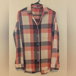 Old Navy Men's Casual Plaid Shirt - Red, Black, and White